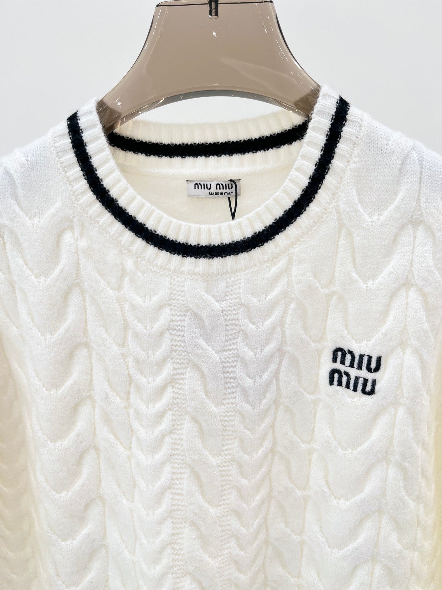 MM new color matching letter jacquard knitted long sleeve