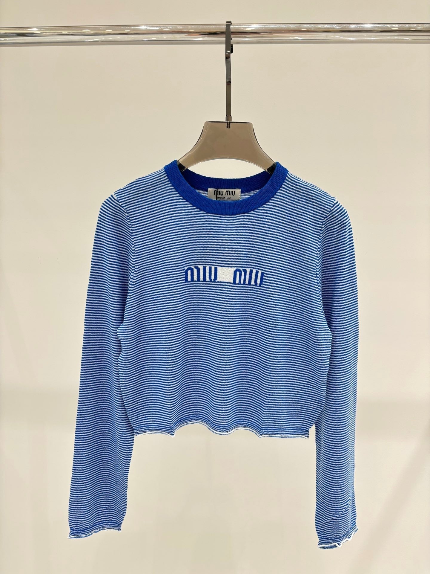 MM new striped color letter pattern knitted long sleeve