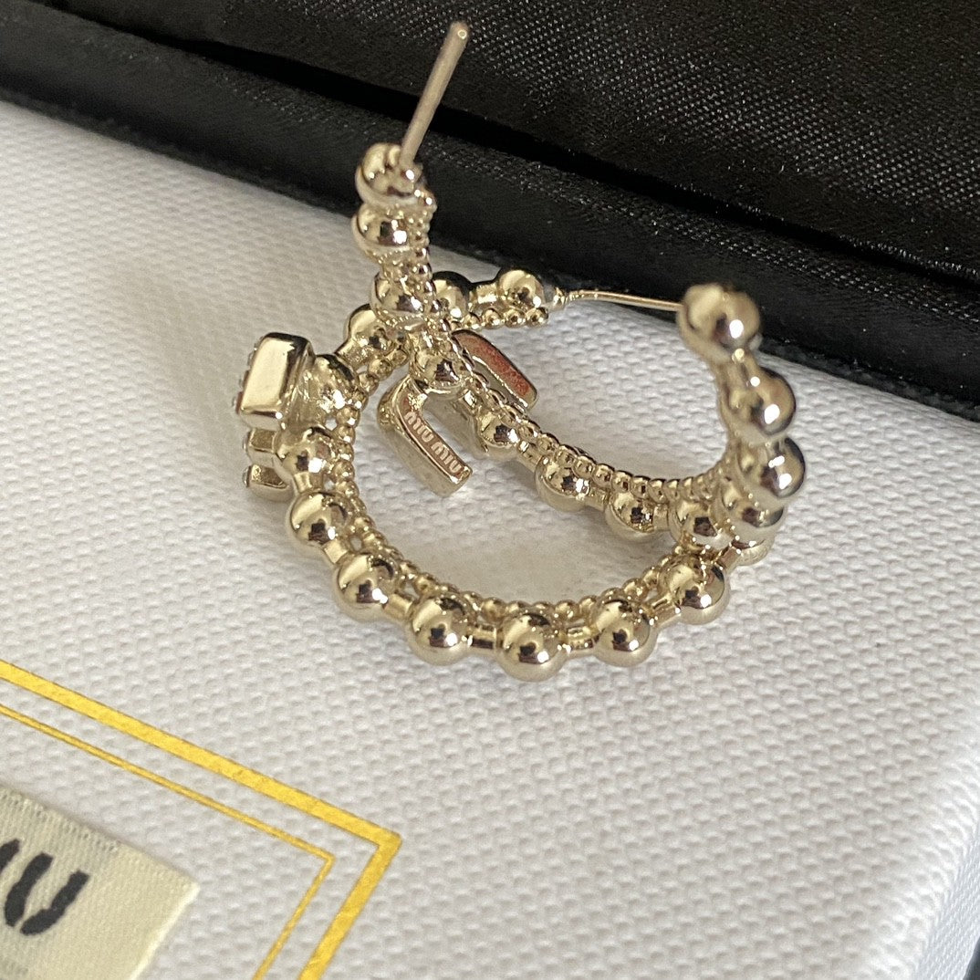 2024FW-7 Fashionable pearl letter diamond earrings